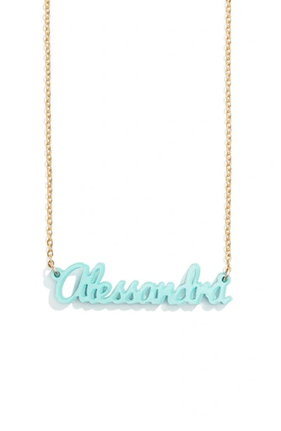 Shop Baublebar Personalized Pendant Necklace In Teal