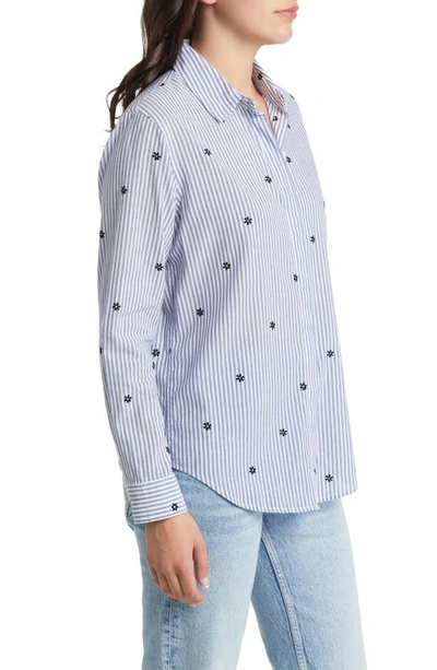 Shop Rails Taylor Embroidered Stripe Shirt In Flocked Daisies