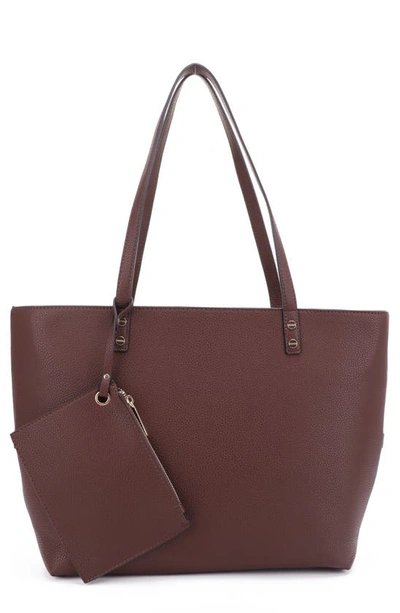 Shop Mali + Lili Estie Recycled Vegan Leather Tote In Chocolate