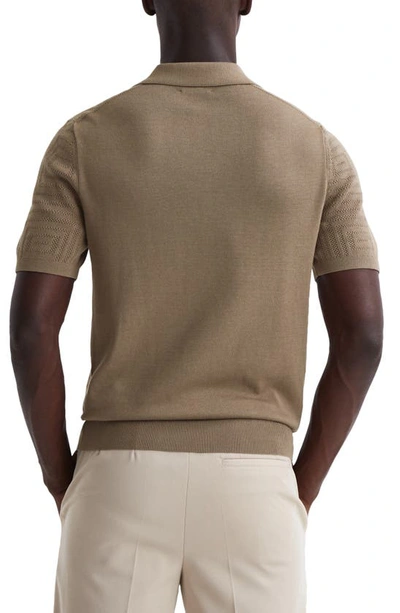 Shop Reiss Thames Geometric Textured Polo Sweater In Bronze