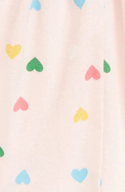 Tucker + Tate Heart Print Shoulder Ruffle Long Sleeve Cotton Blend Dress In Pink English Happy Hearts