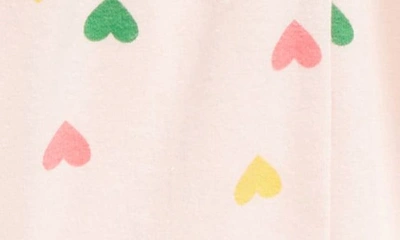 Tucker + Tate Heart Print Shoulder Ruffle Long Sleeve Cotton Blend Dress In Pink English Happy Hearts