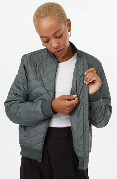 Shop Tentree Cloud Shell Quilted Bomber Jacket In Urban Green