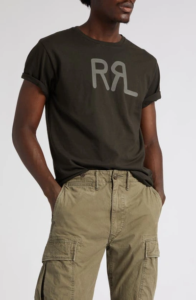 Shop Double Rl Logo Graphic T-shirt In Faded Black Canvas