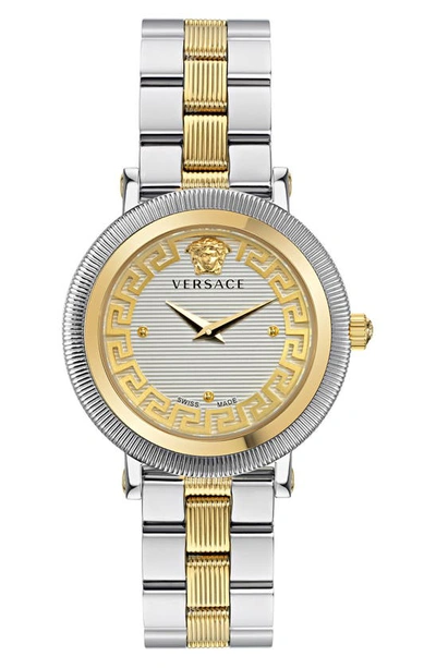 Shop Versace Greca Flourish Bracelet Watch, 35mm In Two Tone