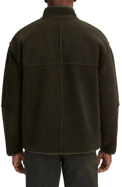 Shop Vince High Pile Fleece Jacket In Moss Green