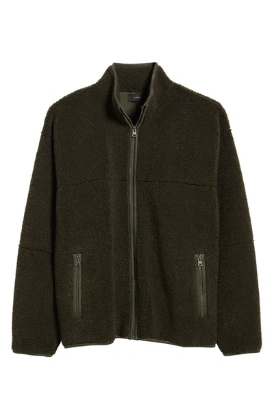 Shop Vince High Pile Fleece Jacket In Moss Green