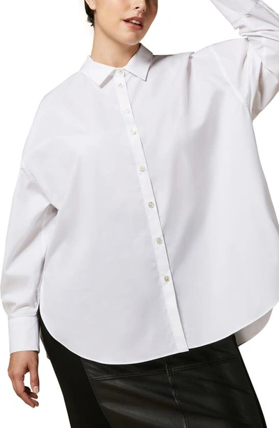 Shop Marina Rinaldi Oversize Cotton Button-up Shirt In White