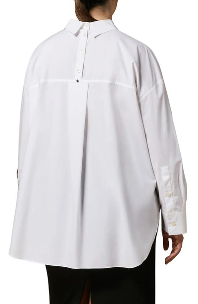 Shop Marina Rinaldi Oversize Cotton Button-up Shirt In White