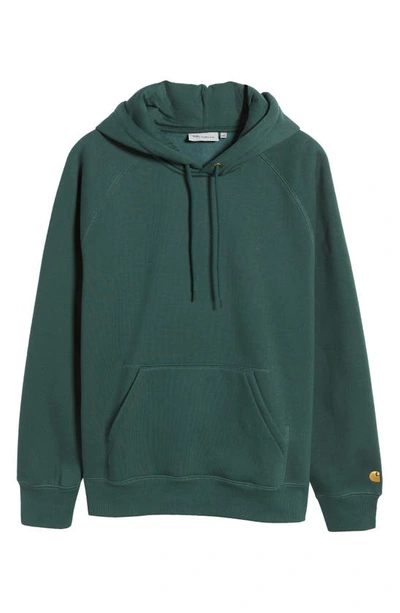 Shop Carhartt Work In Progress Chase Cotton Blend Hoodie In Discovery Green / Gold