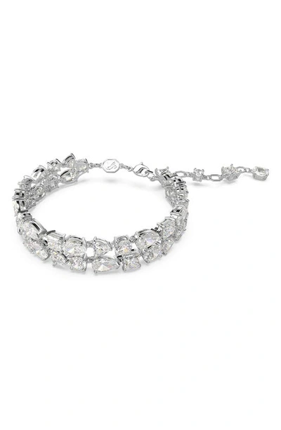 Shop Swarovski Mesmera Crystal Double Row Bracelet In Silver