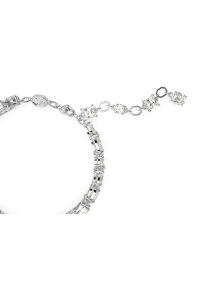 Swarovski Rhodium-plated Mixed Crystal Double-row Flex Bracelet In Silver