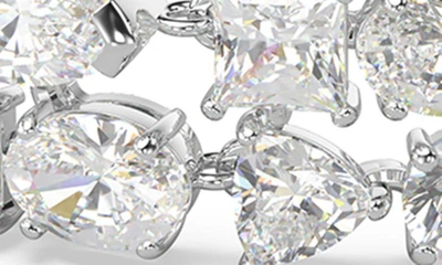 Swarovski Rhodium-plated Mixed Crystal Double-row Flex Bracelet In Silver