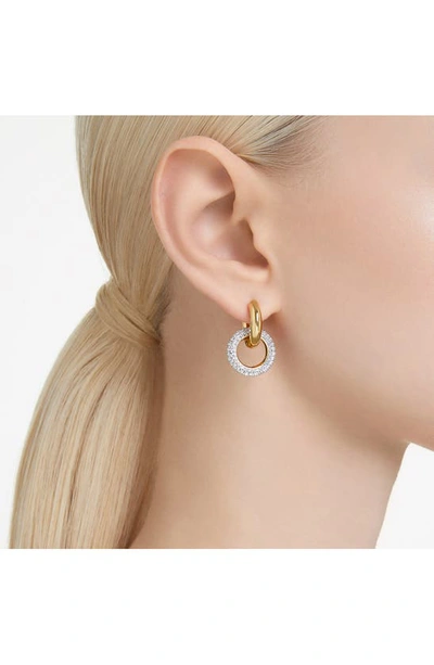 Shop Swarovski Dextera Pavé Detachable Mismatched Hoop Drop Earrings In Gold