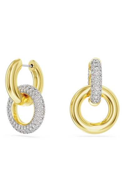 Swarovski Crystal Pave Interlocking Drop Earrings In Gold
