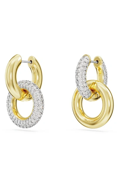 Swarovski Crystal Pave Interlocking Drop Earrings In Gold
