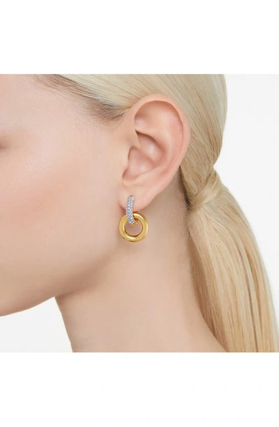 Swarovski Crystal Pave Interlocking Drop Earrings In Gold