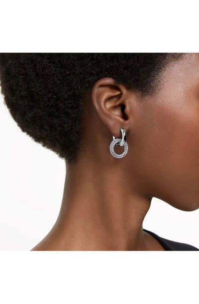 Shop Swarovski Dextera Pavé Detachable Mismatched Hoop Drop Earrings In Silver