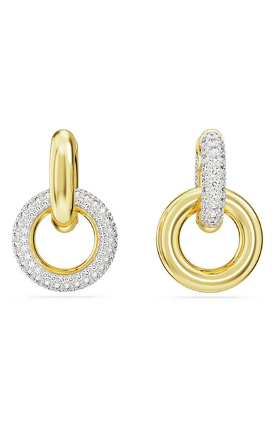 Swarovski Crystal Pave Interlocking Drop Earrings In Gold