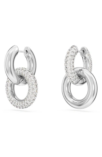 Shop Swarovski Dextera Pavé Detachable Mismatched Hoop Drop Earrings In Silver