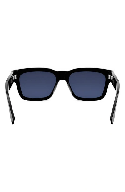 Shop Fendi The  O'lock 53mm Rectangular Sunglasses In Shiny Black / Blue