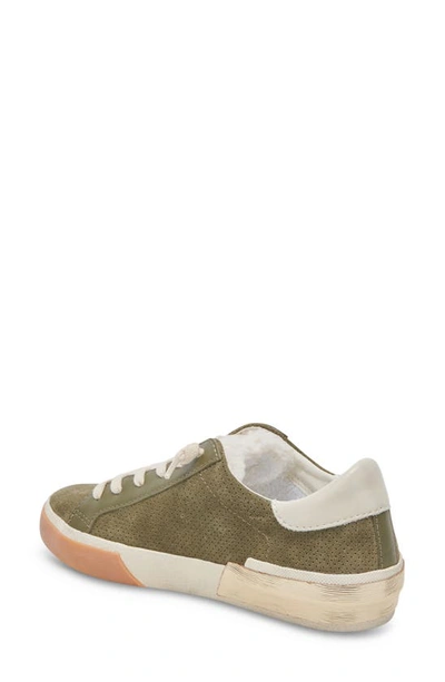 Shop Dolce Vita Zina Plush Sneaker In Moss Perforated Suede