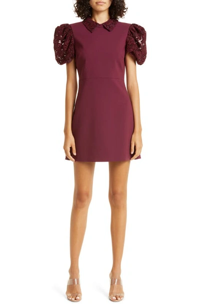 Shop Likely Williams Lace Puff Sleeve Minidress In Fig