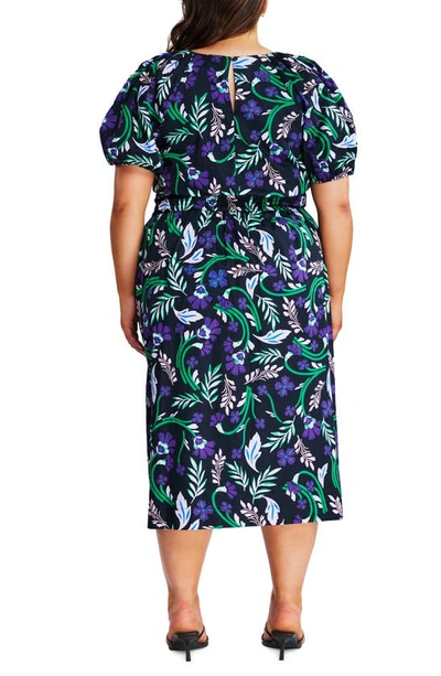 Estelle Ultraviolet Floral Cotton Midi Dress In Print
