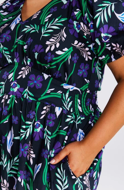 Estelle Ultraviolet Floral Cotton Midi Dress In Print