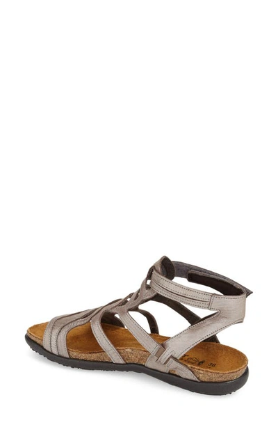 Shop Naot 'sara' Gladiator Sandal In Silver Threads Leather