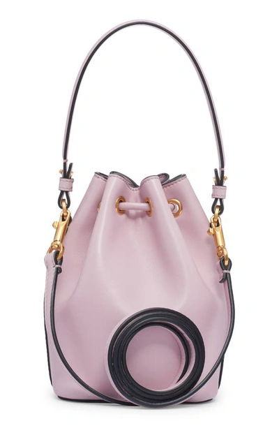 Valentino Mini Vlogo Signature Leather Bucket Bag In Gf9 Rose Cannelle