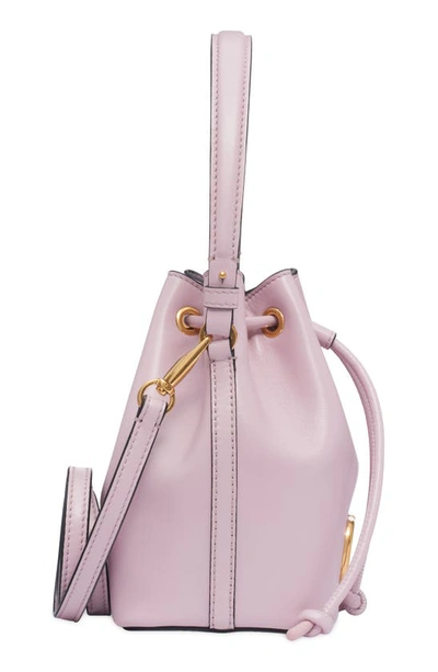 Shop Valentino Garavani Mini Vlogo Signature Leather Bucket Bag In Gf9 Rose Cannelle