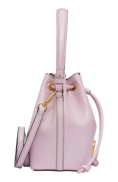 Shop Valentino Mini Vlogo Signature Leather Bucket Bag In Gf9 Rose Cannelle