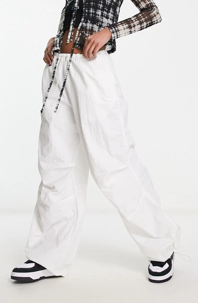 Shop Asos Design Parachute Cargo Pants In White