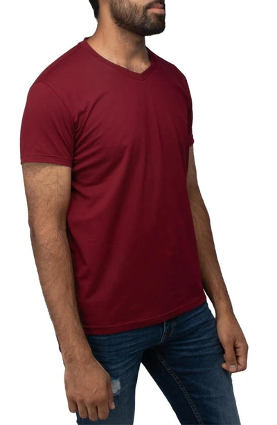 X-ray Solid V-neck Flex T-shirt In Burgundy