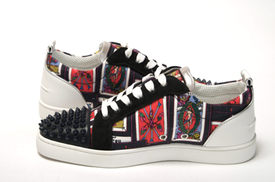 Shop Christian Louboutin Black Multi/marine Mat Louis Junior Spikes Men's Shoes In Multicolor