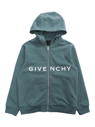 Shop Givenchy Zipped Sweatshirt In Green