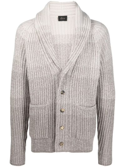 Shop Brioni Ombré-effect Cashmere-blend Cardigan - Men's - Cashmere/virgin Wool In Grey