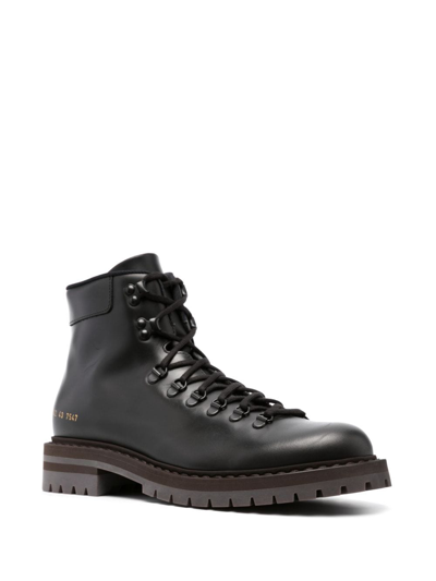Shop Common Projects Lace-up Leather Ankle Boots In Black