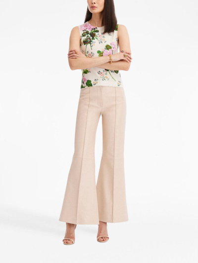 Oscar De La Renta Geranium Wall Paper Printed Tank In Neutrals