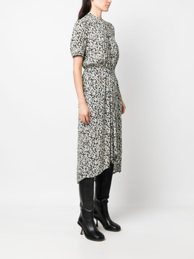 Zadig & Voltaire Rima Crepe Floral-print Shirtdress In Blue