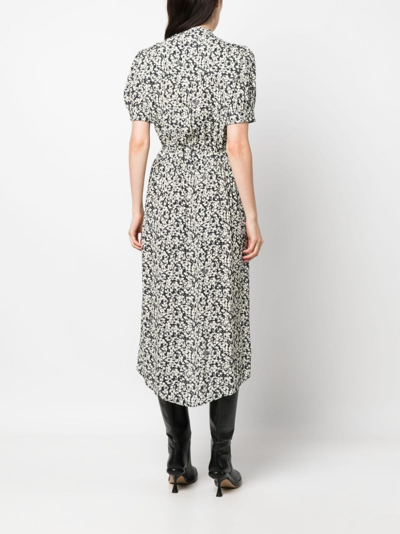 Zadig & Voltaire Rima Crepe Floral-print Shirtdress In Blue