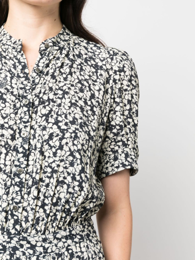 Zadig & Voltaire Rima Crepe Floral-print Shirtdress In Blue