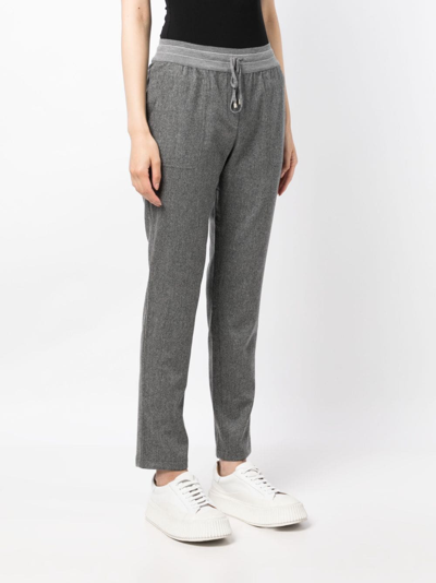 Shop Lorena Antoniazzi Drawstring-waistband Tapered Trousers In Grey