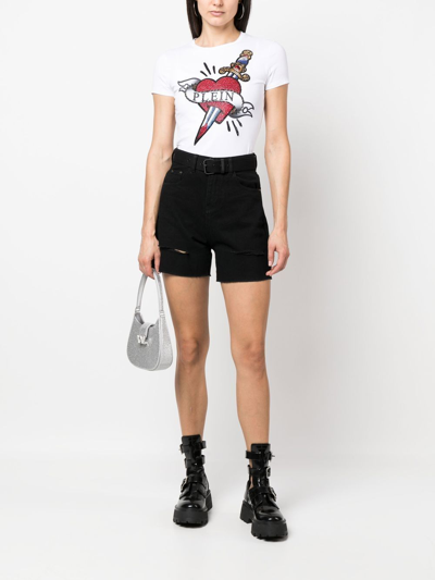 Philipp Plein Embellished-logo Detail T-shirt In White