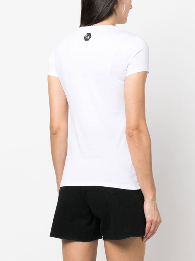 Philipp Plein Embellished-logo Detail T-shirt In White