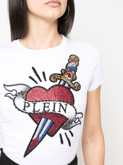 Philipp Plein Embellished-logo Detail T-shirt In White