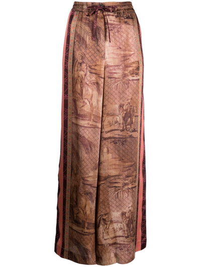 Shop Pierre-louis Mascia Kamut Silk Trousers In Brown