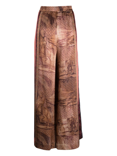 Shop Pierre-louis Mascia Kamut Silk Trousers In Brown