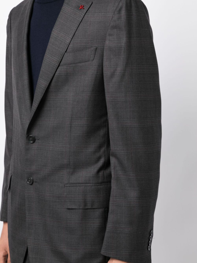 Shop Isaia Tartan-pattern Wool Suit In Grey